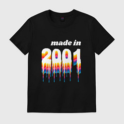 Футболка хлопковая мужская Made in 2001 liquid art, цвет: черный