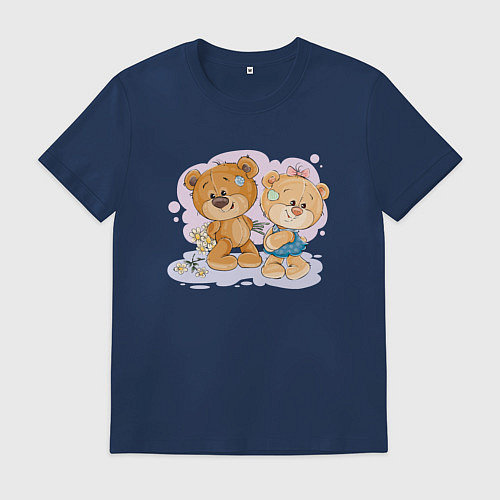 Мужская футболка Влюблённые мишки арт / Тёмно-синий – фото 1