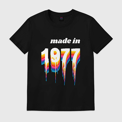 Мужская футболка Made in 1977 liquid art / Черный – фото 1