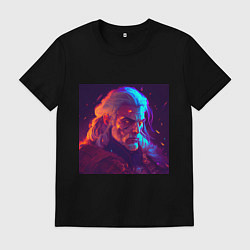 Футболка хлопковая мужская Неоновый Ведьмак, цвет: черный