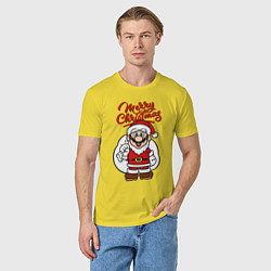 Футболка хлопковая мужская Christmas Mario, цвет: желтый — фото 2
