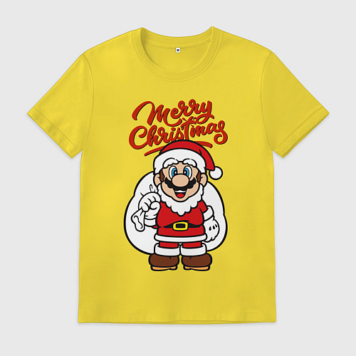 Мужская футболка Christmas Mario / Желтый – фото 1