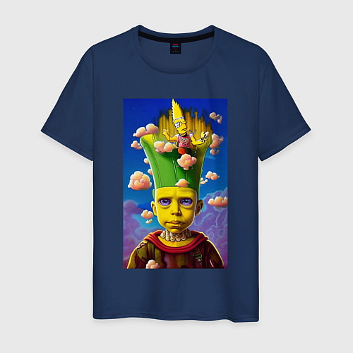 Мужская футболка Bart Simpson - neural network - fantasy - art / Тёмно-синий – фото 1