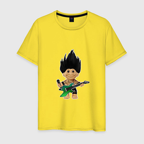 Мужская футболка Панк рок тролль с гитарой и микрофоном / Желтый – фото 1