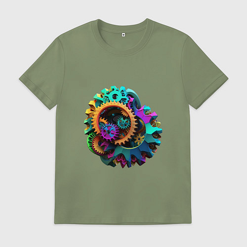 Мужская футболка Цветные шестерёнки / Авокадо – фото 1