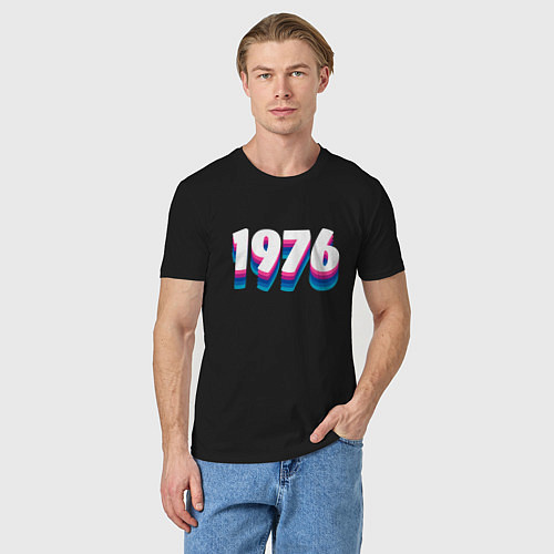 Мужская футболка Made in 1976 vintage art / Черный – фото 3