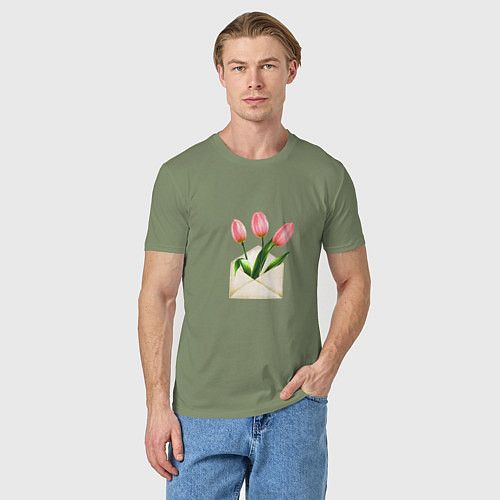 Мужская футболка Тюльпаны в конверте / Авокадо – фото 3