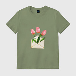 Мужская футболка Тюльпаны в конверте