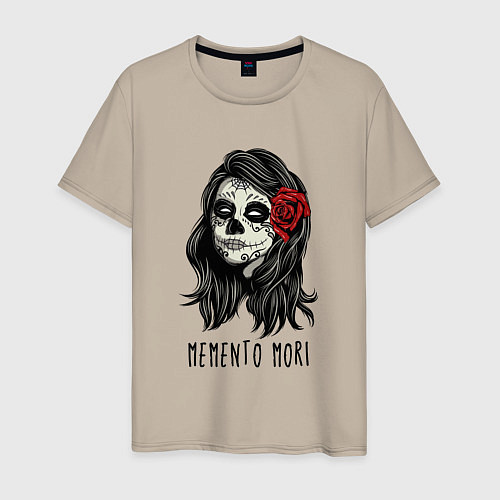 Мужская футболка Santa Muerte - Memento mori / Миндальный – фото 1