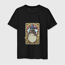 Футболка хлопковая мужская Totoro card, цвет: черный