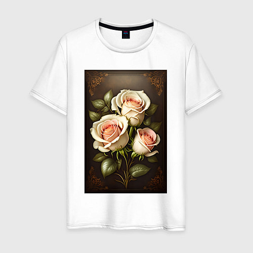 Мужская футболка Белые розы / Белый – фото 1