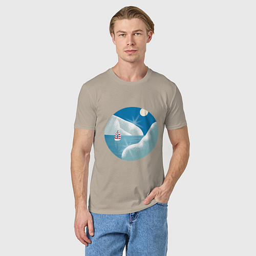 Мужская футболка Кораблик во льдах / Миндальный – фото 3