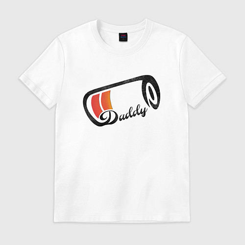 Мужская футболка Папочка - низкий заряд батарейки - семейный лук / Белый – фото 1