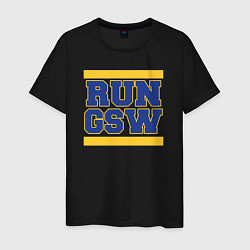 Футболка хлопковая мужская RUN GSW, цвет: черный