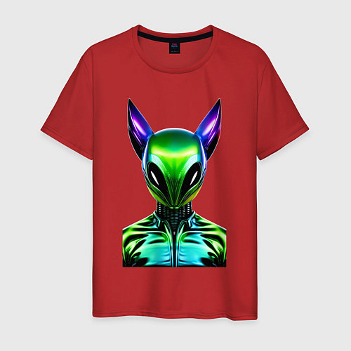 Мужская футболка Eared alien - neural network / Красный – фото 1