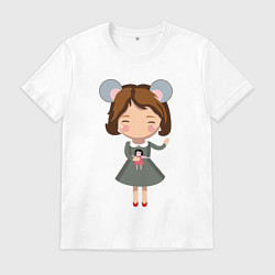 Футболка хлопковая мужская Девочка в костюме мышки, цвет: белый