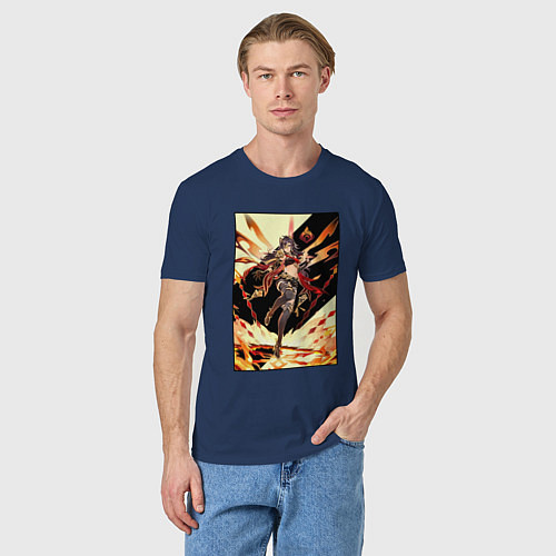 Мужская футболка Дэхья - Геншин импакт / Тёмно-синий – фото 3
