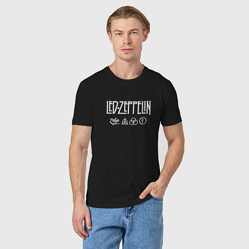 Мужская футболка Led Zeppelin символы / Черный – фото 3