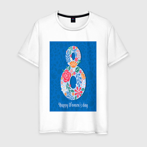 Мужская футболка Цветочный дизайн для женского дня / Белый – фото 1