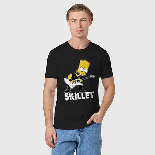 Мужская футболка Skillet Барт Симпсон рокер / Черный – фото 3