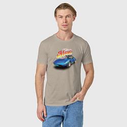 Футболка хлопковая мужская Маслкар Chevrolet Corvette Stingray, цвет: миндальный — фото 2