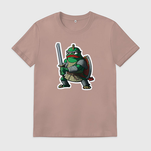 Мужская футболка Лягушонок Пепе в доспехах / Пыльно-розовый – фото 1