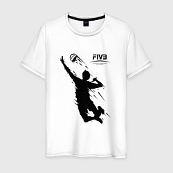 Футболка хлопковая мужская FIVB - международная федерация волейбола, цвет: белый