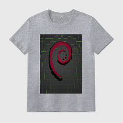 Футболка хлопковая мужская Debian Linux, цвет: меланж