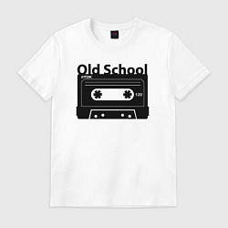 Футболка хлопковая мужская Old school music, цвет: белый