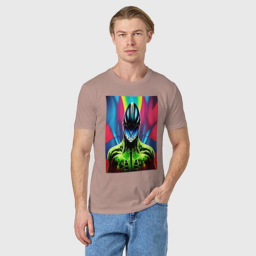 Мужская футболка Alien - neural network - neon / Пыльно-розовый – фото 3
