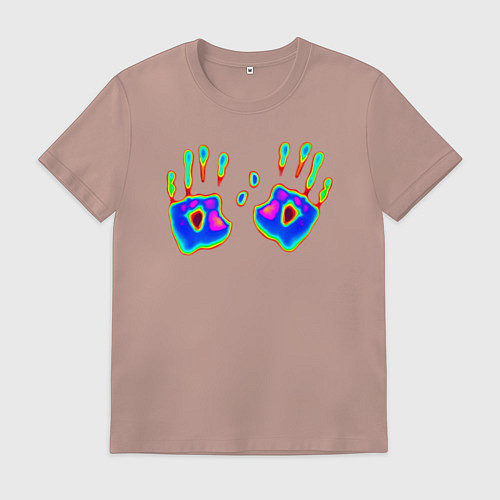 Мужская футболка Следы ладоней - тепловизор / Пыльно-розовый – фото 1