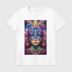 Мужская футболка Девушка в маскарадной маске - нейросеть