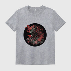 Футболка хлопковая мужская Японский самурай в круге, цвет: меланж