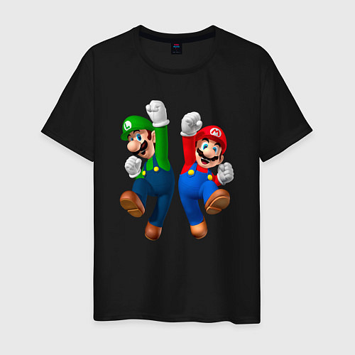 Мужская футболка Луиджи и Марио в прыжке / Черный – фото 1