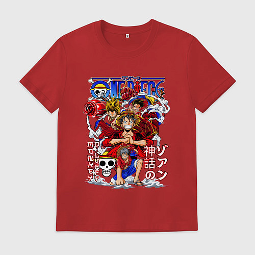 Мужская футболка Манки Д Луффи соломенная шляпа / Красный – фото 1