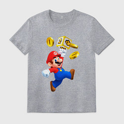 Мужская футболка Марио сбивает монетки