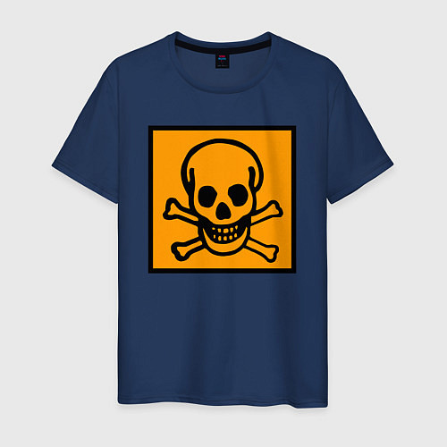 Мужская футболка Череп-предупреждение / Тёмно-синий – фото 1