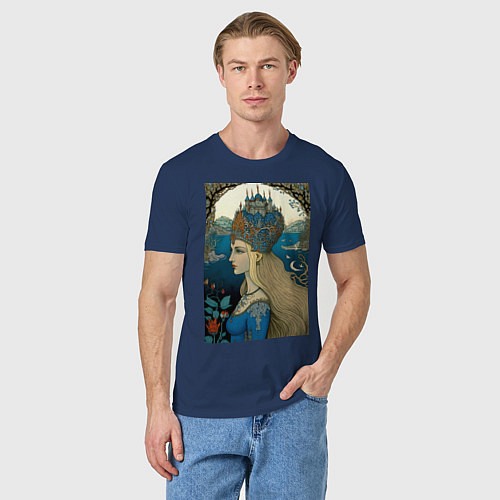 Мужская футболка Царевна-Лебедь - нейросеть / Тёмно-синий – фото 3
