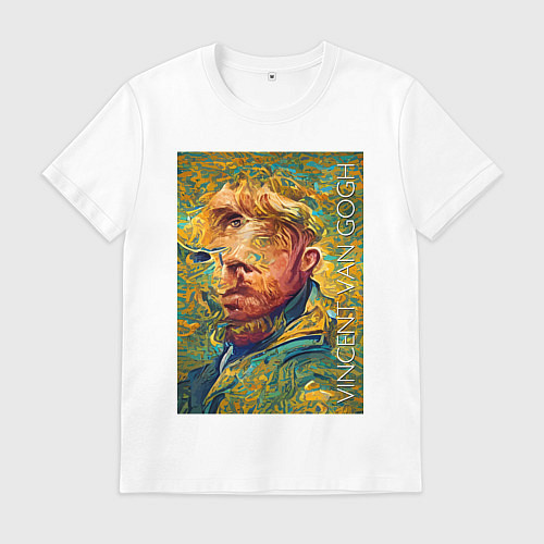 Мужская футболка Abstract Vincent van Gogh - surrealism self-portra / Белый – фото 1