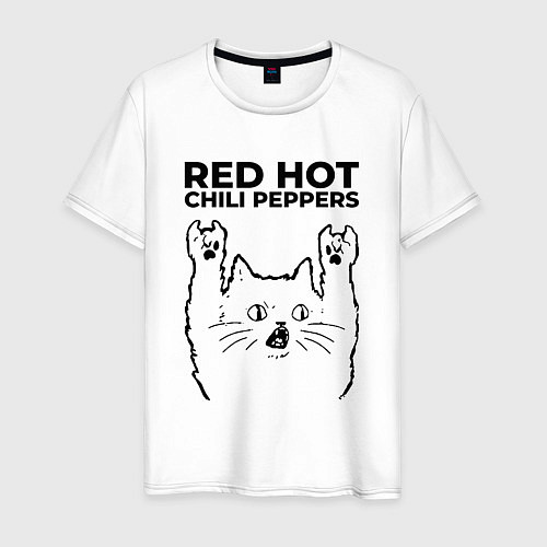 Мужская футболка Red Hot Chili Peppers - rock cat / Белый – фото 1