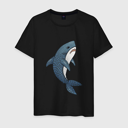 Мужская футболка Недовольная плюшевая акула / Черный – фото 1