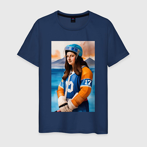 Мужская футболка Мона Лиза - крайний нападающий / Тёмно-синий – фото 1
