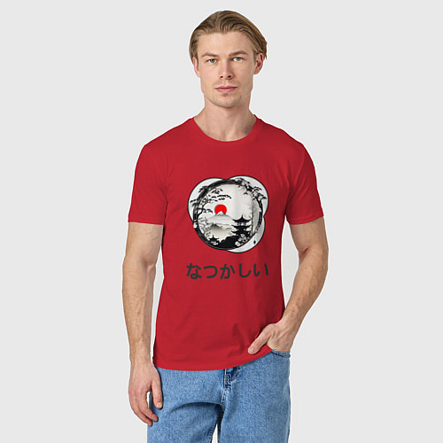 Мужская футболка Ностальгия - японские иероглифы / Красный – фото 3