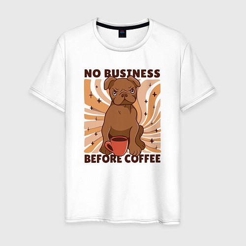 Мужская футболка No business before coffee / Белый – фото 1