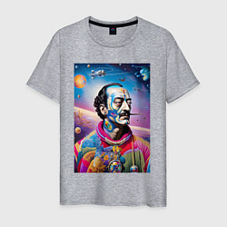 Футболка хлопковая мужская Salvador Dali in space, цвет: меланж