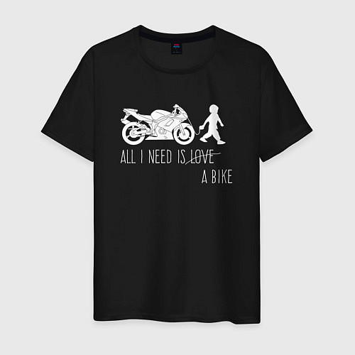 Мужская футболка Мотоцикл и любовь / Черный – фото 1