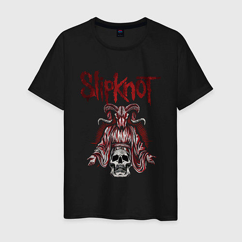 Мужская футболка Slipknot рогатый череп / Черный – фото 1