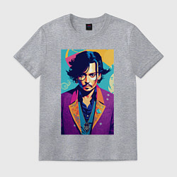 Футболка хлопковая мужская Johnny Depp - celebrity, цвет: меланж