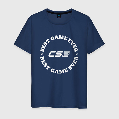 Мужская футболка Символ Counter Strike 2 и круглая надпись best gam / Тёмно-синий – фото 1