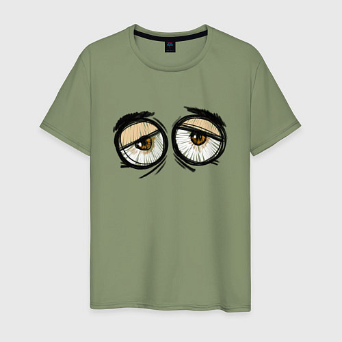 Мужская футболка Усталые глаза большие / Авокадо – фото 1